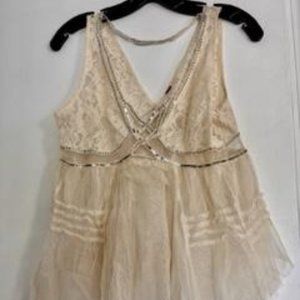 Whimsical, Free People, Lace and Sequin, Off-White Top, Size S